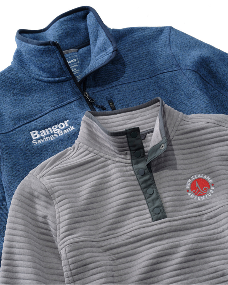 Custom logo embroidered fleece layers
