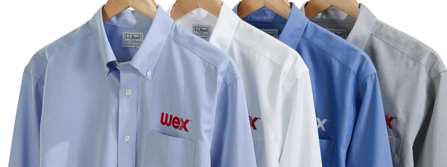 Four Pinpoint Oxford Shirts on Hangers with Logos