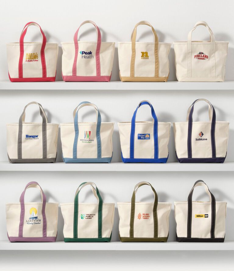 boat and tote bags with embroidered business logos