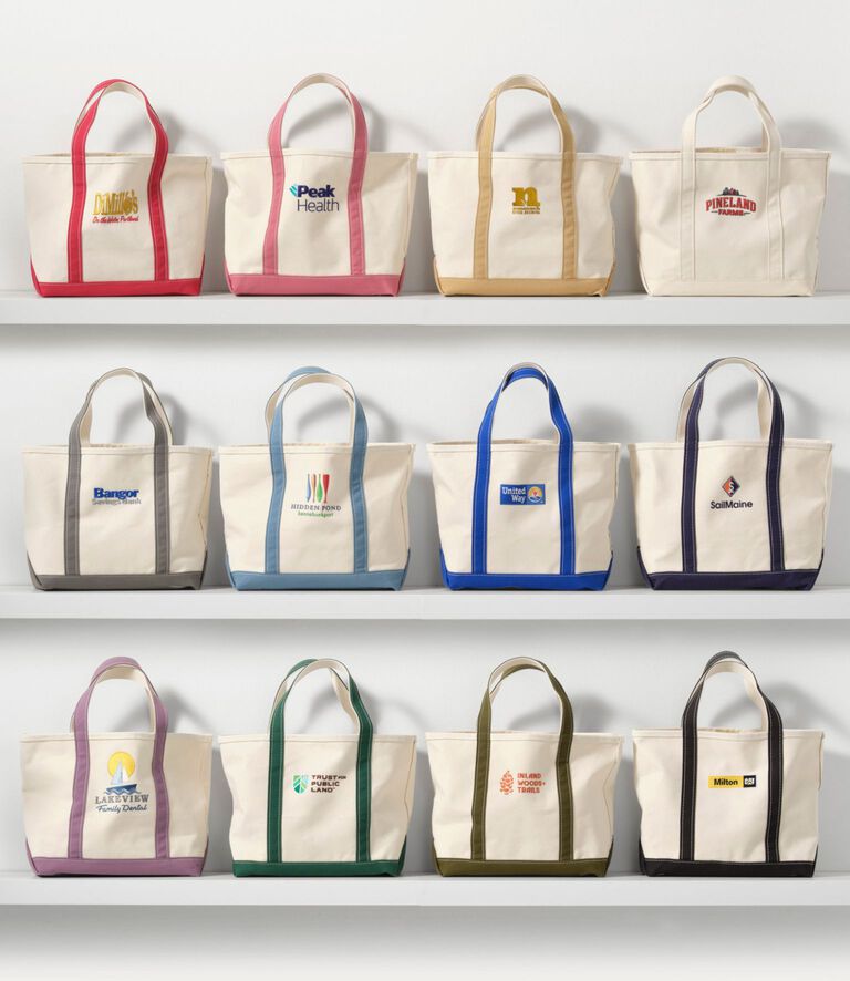boat and tote bags with embroidered business logos